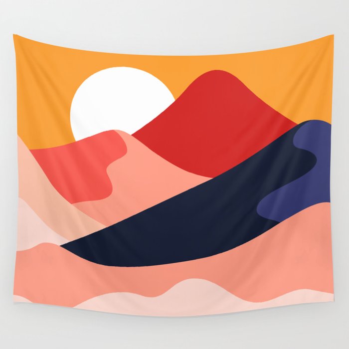 Abstract mountain nature landscape art Wall Tapestry Gallery Image 1