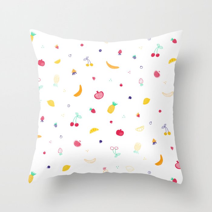 Ditsy Fruity Doodles Throw Pillow Gallery Image 1