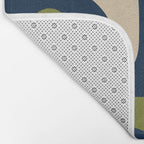 Mid Century Modern Retro Abstract Minimalist Piquet Pattern in Navy Blue and Olive Green Bath Mat Gallery Image 2