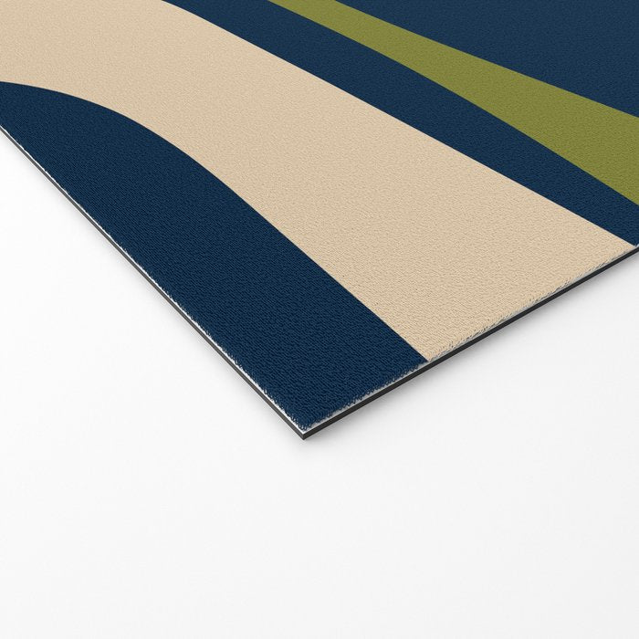 Mid Century Modern Retro Abstract Minimalist Piquet Pattern in Navy Blue and Olive Green Welcome Mat Gallery Image 2