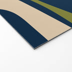 Mid Century Modern Retro Abstract Minimalist Piquet Pattern in Navy Blue and Olive Green Welcome Mat Gallery Image 2