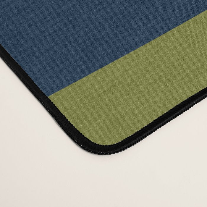 Mid Century Modern Retro Abstract Minimalist Piquet Pattern in Navy Blue and Olive Green Desk Mat Gallery Image 4