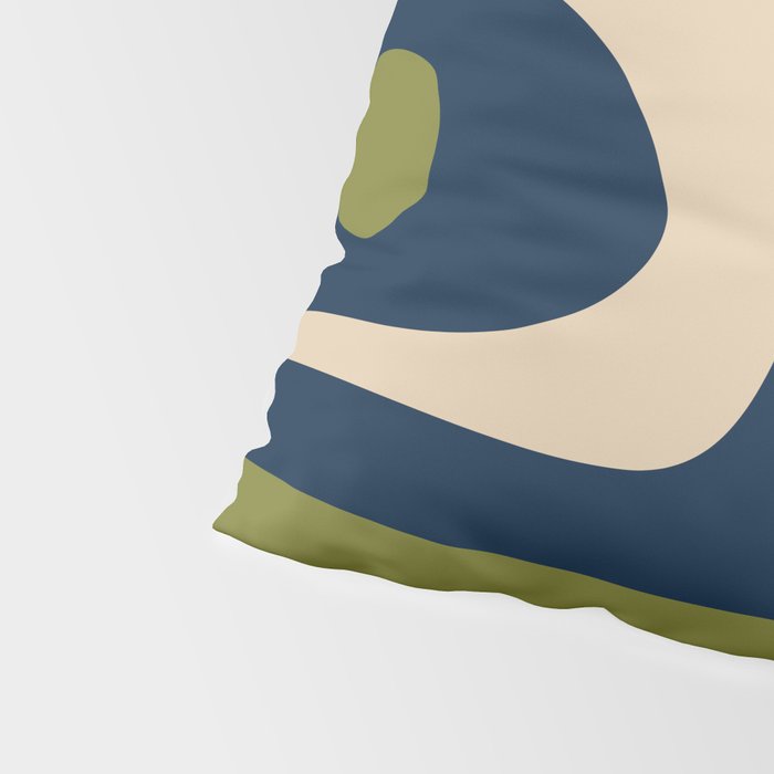 Mid Century Modern Retro Abstract Minimalist Piquet Pattern in Navy Blue and Olive Green Pillow Sham Gallery Image 4