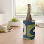 Mid Century Modern Retro Abstract Minimalist Piquet Pattern in Navy Blue and Olive Green Wine Chiller Gallery Image 4