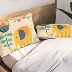 Elephant with giant flower Pillow Sham Gallery Image 2