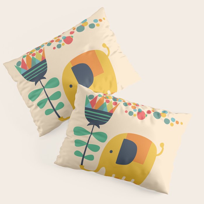 Elephant with giant flower Pillow Sham Gallery Image 3