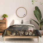 Antique Botanical Roses And Chamomile Midnight Sepia Garden Comforter Gallery Image 3