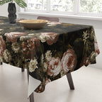 Antique Botanical Roses And Chamomile Midnight Sepia Garden Tablecloth Gallery Image 3