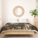 Antique Botanical Roses And Chamomile Midnight Sepia Garden Duvet Cover Gallery Image 3