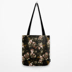 Antique Botanical Roses And Chamomile Midnight Sepia Garden Tote Bag Gallery Image 2