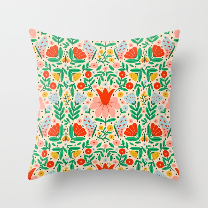 Whimsical Floral - colorful garden  Throw Pillow Gallery Image 6