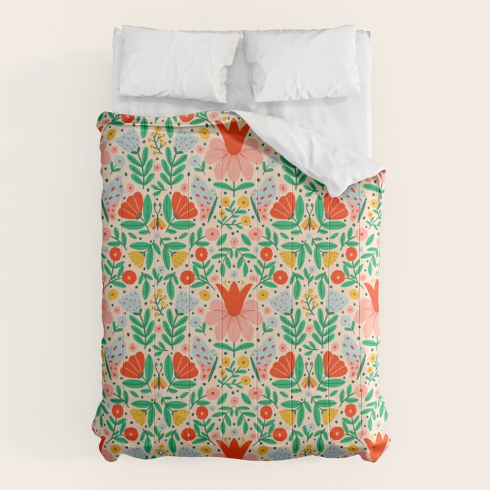 Whimsical Floral - colorful garden  Comforter Gallery Image 1