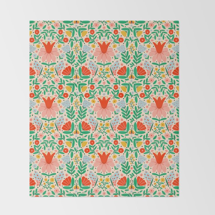Whimsical Floral - colorful garden  Throw Blanket Gallery Image 2
