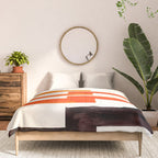 Orange & Black Geometric Minimal Mid Century Modern Lightning Bolt Pattern Watercolor Art Comforter Gallery Image 3