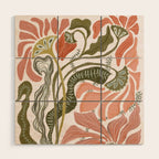 Modern Chalk still life with flowers and fern Wood Wall Art Gallery Image 1