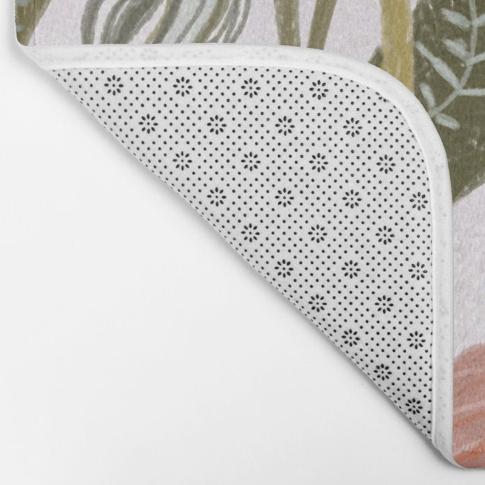 Modern Chalk still life with flowers and fern Bath Mat Gallery Image 2