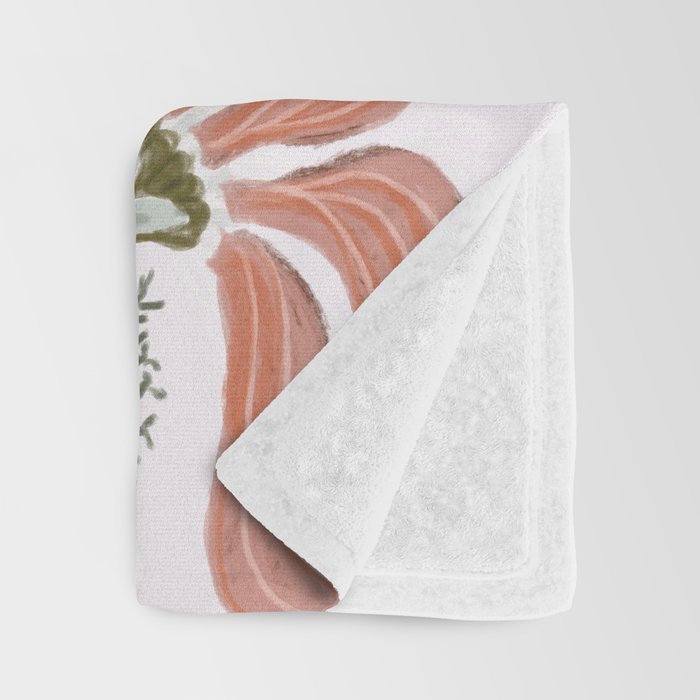 Modern Chalk still life with flowers and fern Throw Blanket Gallery Image 3