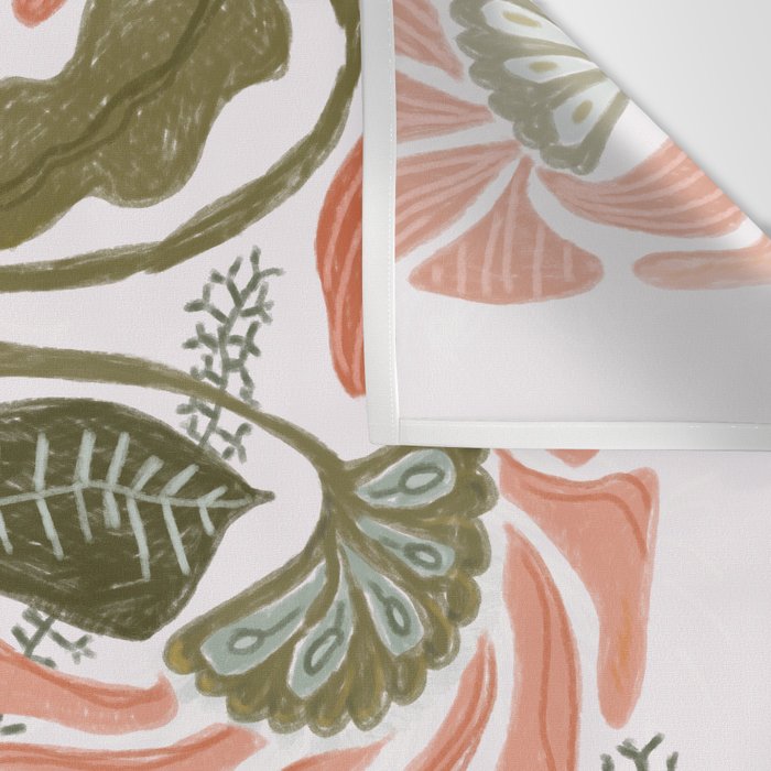 Modern Chalk still life with flowers and fern Wall Tapestry Gallery Image 3