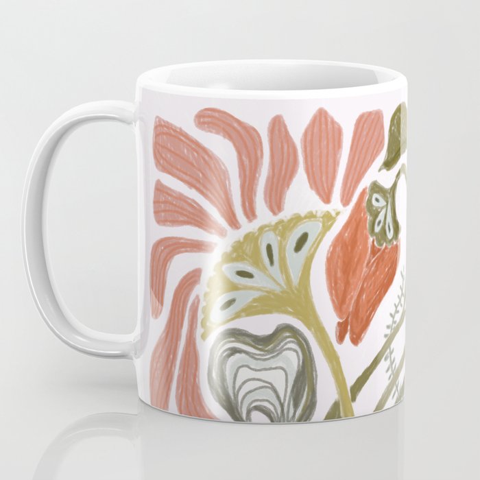 Modern Chalk still life with flowers and fern Coffee Mug Gallery Image 3