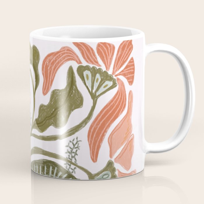 Modern Chalk still life with flowers and fern Coffee Mug Gallery Image 1