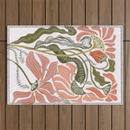 Modern Chalk still life with flowers and fern Outdoor Rug Gallery Image 1