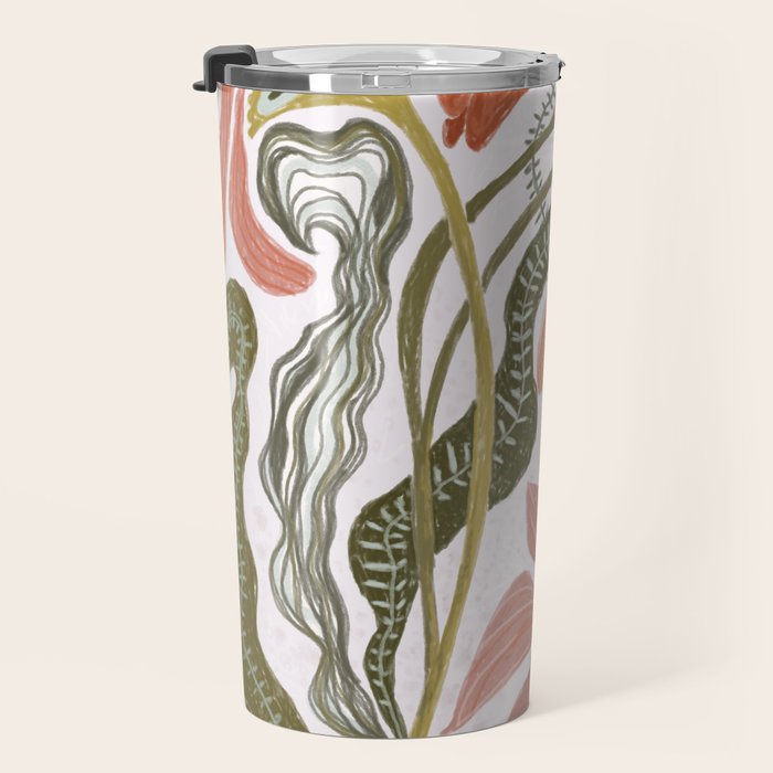 Modern Chalk still life with flowers and fern Travel Mug Gallery Image 3