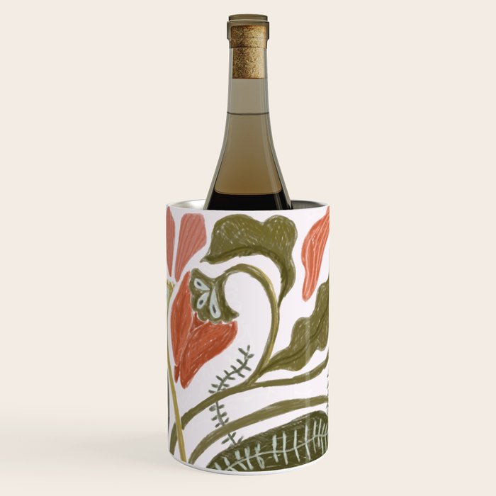 Modern Chalk still life with flowers and fern Wine Chiller Gallery Image 1