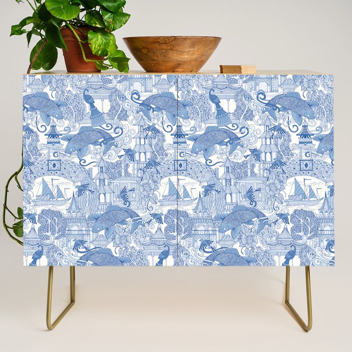 chinoiserie toile blue Credenza Gallery Image 1