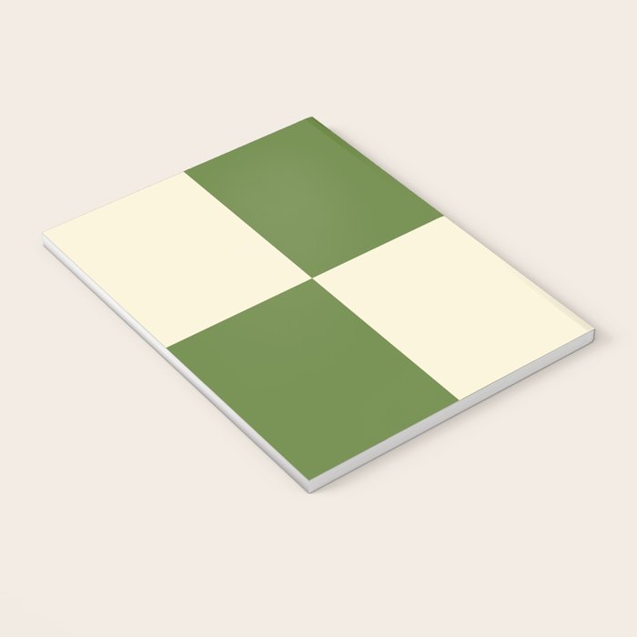 Broad Block Stripes Minimal Checkered Pattern in Retro Green and Cream Notebook Gallery Image 3