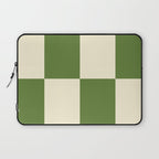 Broad Block Stripes Minimal Checkered Pattern in Retro Green and Cream Laptop Sleeve Gallery Image 1