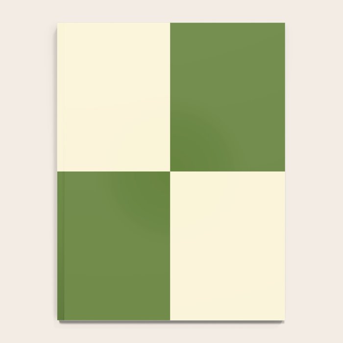 Broad Block Stripes Minimal Checkered Pattern in Retro Green and Cream Notebook Gallery Image 4