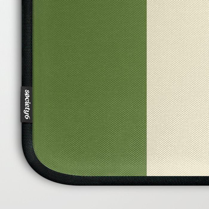 Broad Block Stripes Minimal Checkered Pattern in Retro Green and Cream Laptop Sleeve Gallery Image 3