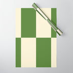 Broad Block Stripes Minimal Checkered Pattern in Retro Green and Cream Wrapping Paper Gallery Image 1