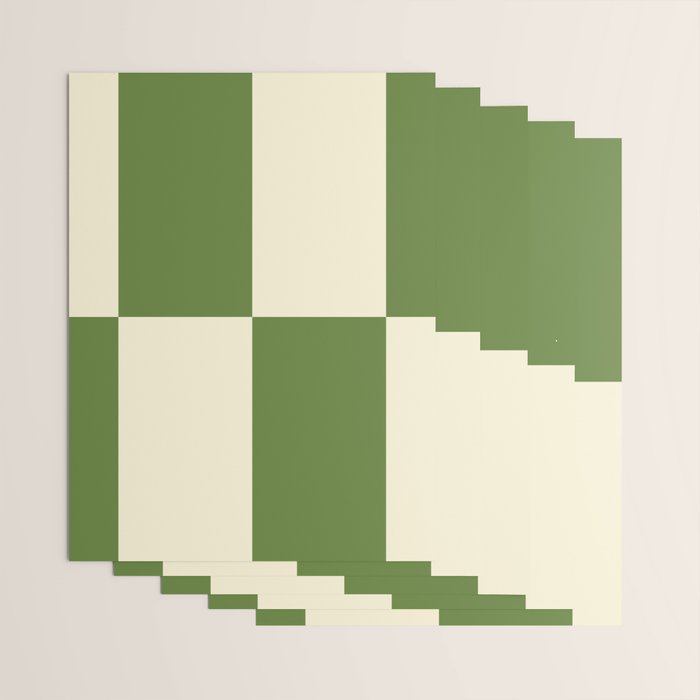 Broad Block Stripes Minimal Checkered Pattern in Retro Green and Cream Wrapping Paper Gallery Image 3