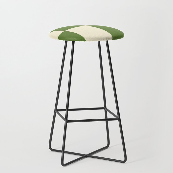 Broad Block Stripes Minimal Checkered Pattern in Retro Green and Cream Stool Gallery Image 1
