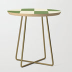 Broad Block Stripes Minimal Checkered Pattern in Retro Green and Cream Side Table Gallery Image 1