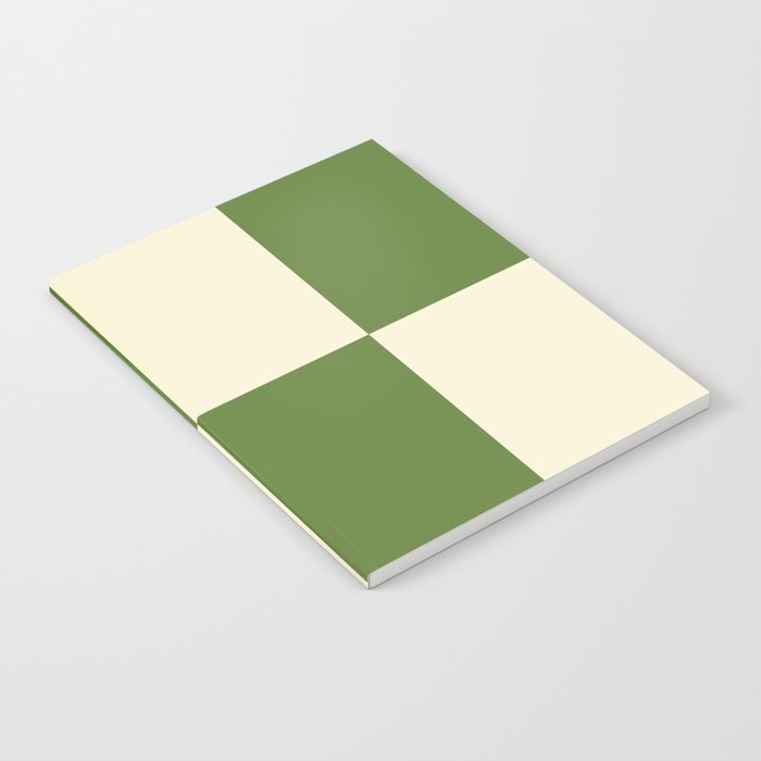 Broad Block Stripes Minimal Checkered Pattern in Retro Green and Cream Notebook Gallery Image 2
