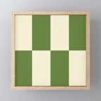 Broad Block Stripes Minimal Checkered Pattern in Retro Green and Cream Mini Art Print Gallery Image 1