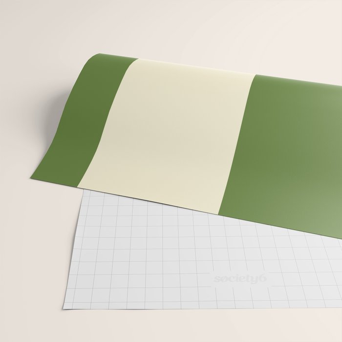 Broad Block Stripes Minimal Checkered Pattern in Retro Green and Cream Wrapping Paper Gallery Image 2