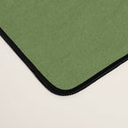 Broad Block Stripes Minimal Checkered Pattern in Retro Green and Cream Desk Mat Gallery Image 4