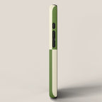 Broad Block Stripes Minimal Checkered Pattern in Retro Green and Cream iPhone Case Gallery Image 2