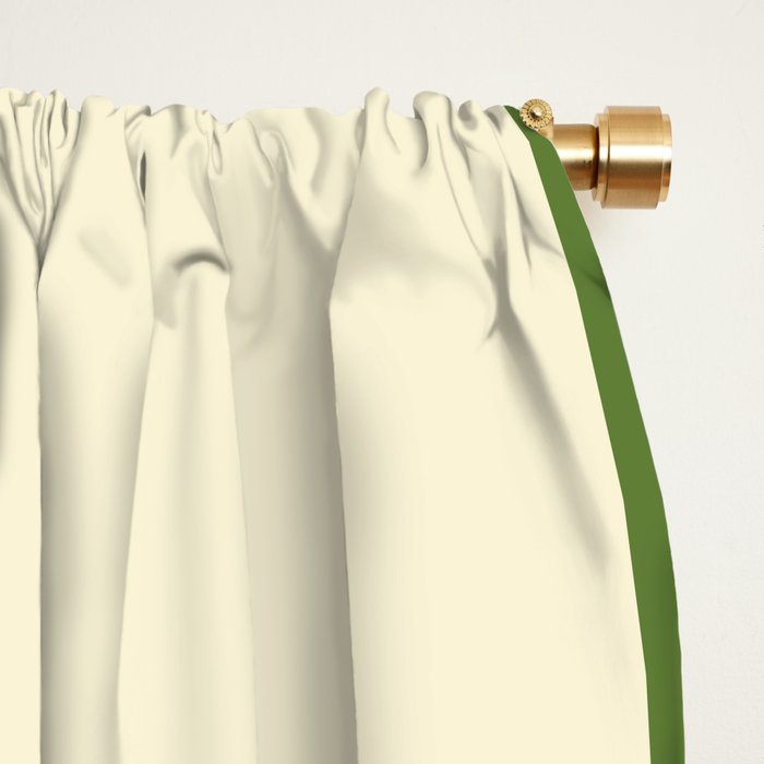 Broad Block Stripes Minimal Checkered Pattern in Retro Green and Cream Window Curtain Gallery Image 2
