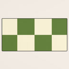 Broad Block Stripes Minimal Checkered Pattern in Retro Green and Cream Desk Mat Gallery Image 3
