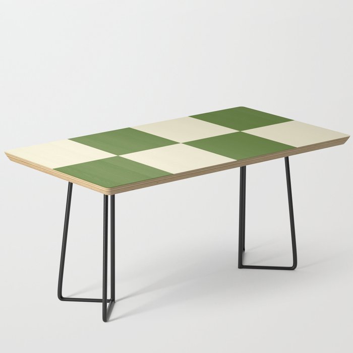 Broad Block Stripes Minimal Checkered Pattern in Retro Green and Cream Coffee Table Gallery Image 1