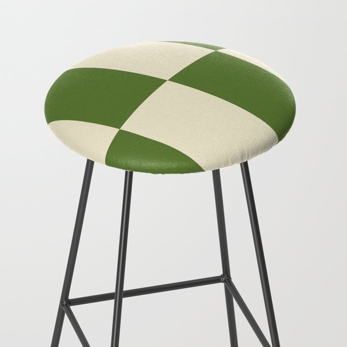 Broad Block Stripes Minimal Checkered Pattern in Retro Green and Cream Stool Gallery Image 2