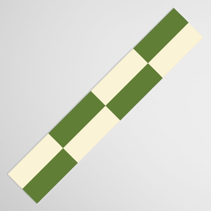 Broad Block Stripes Minimal Checkered Pattern in Retro Green and Cream Table Runner Gallery Image 3