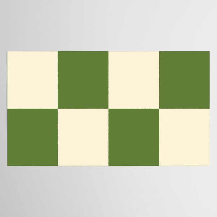 Broad Block Stripes Minimal Checkered Pattern in Retro Green and Cream Tablecloth Gallery Image 2