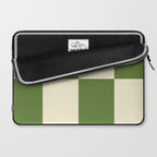 Broad Block Stripes Minimal Checkered Pattern in Retro Green and Cream Laptop Sleeve Gallery Image 2