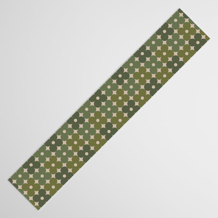 Retro Flower Geometric Pattern in Green Tones Table Runner Gallery Image 3