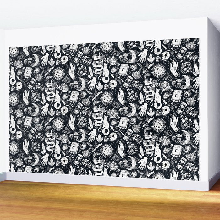 Witchy Things In Black And White Wall Mural Gallery Image 2